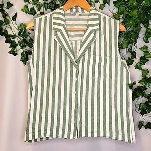 Madewell. Button Down Tank. Size  Oversized XS. Linen Blend. Stripe. EUC